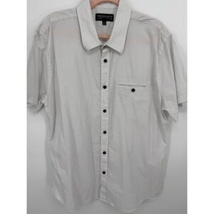 Thomas Payne Button Down Shirt Men 2XL White Black Polka Dot Short Sleeve Cotton